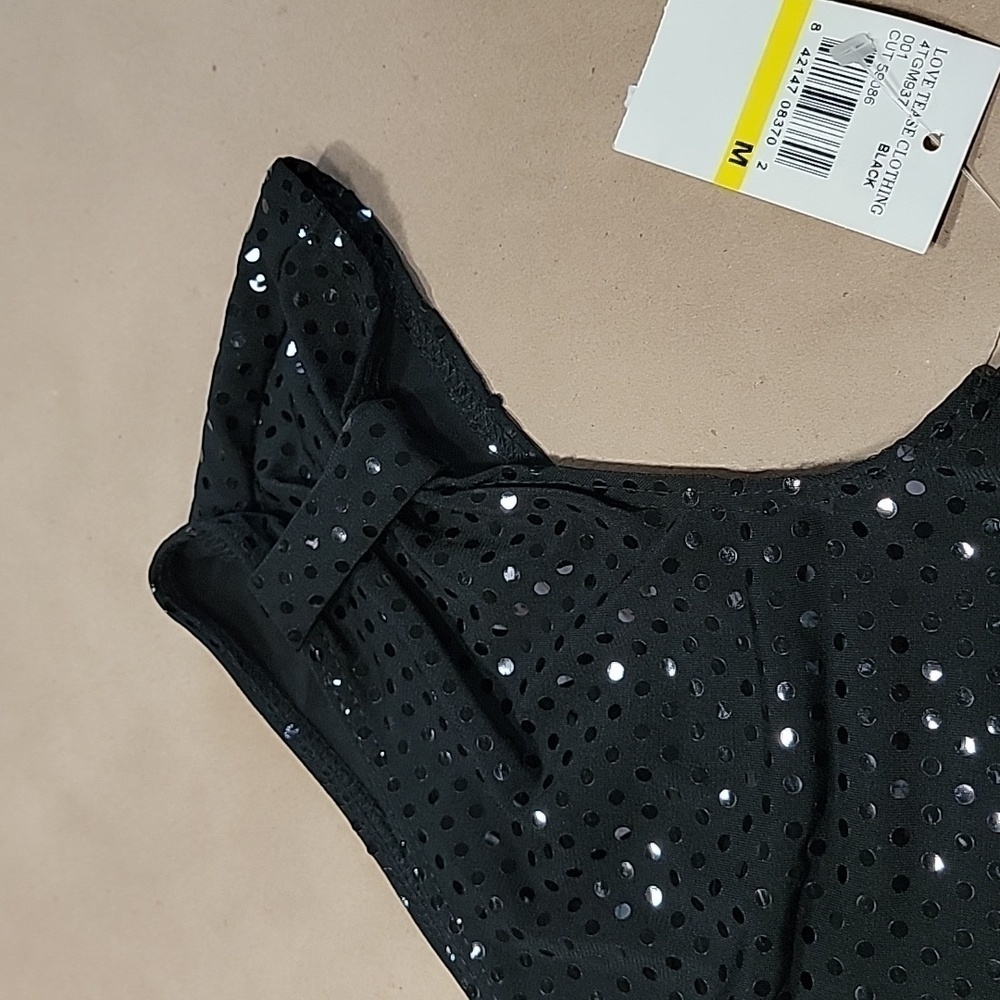 Love Tease One-Shoulder Black Sequin Mesh Top - Picture 11 of 13